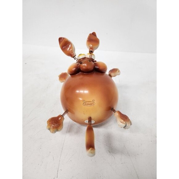 Exhart Ceramic Wobble Bobble Dog Figurine Whimsical Kitchy Spring Ears Legs Tail - Picture 7 of 13